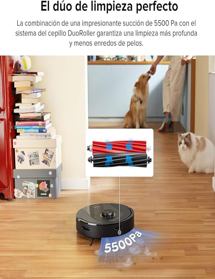Roborock Combinación De Aspiradora Robot Con Mopa Q5 Pro, Succión De 5500 Pa, Cepillo Duoroller, Navegación Lidar, Aspiradora Robot Con Contenedor De Polvo Grande De 770 Ml, Autonomía De 240 Minutos